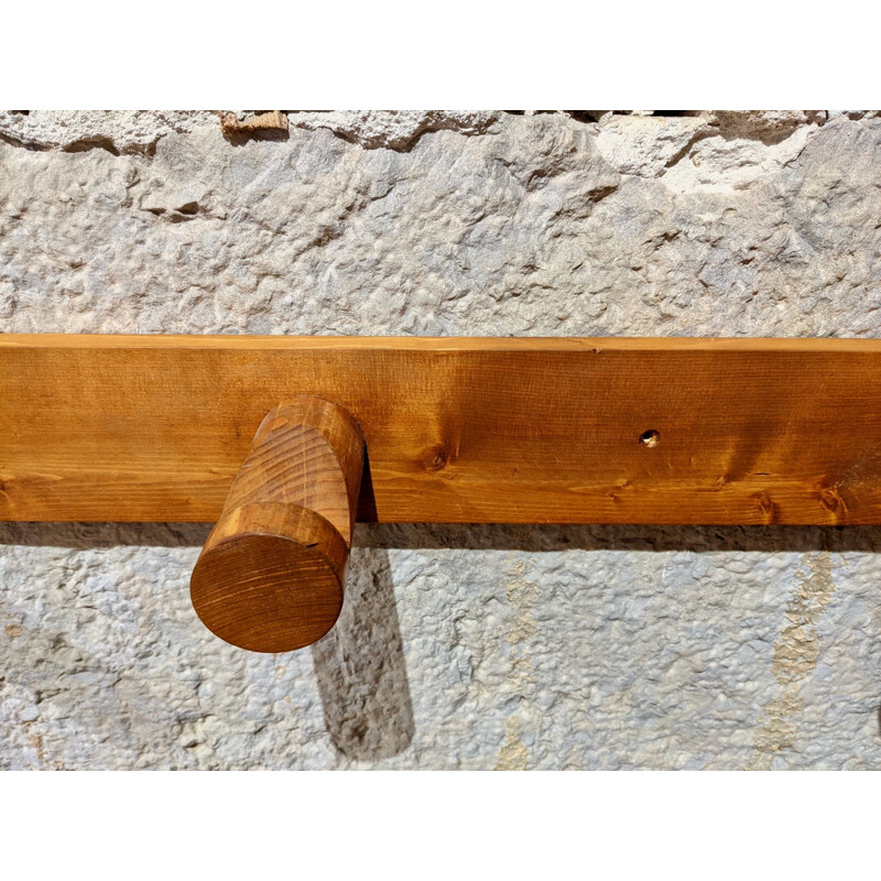 Vintage coat rack in pine wood for Charlotte Perriand for Les Arcs