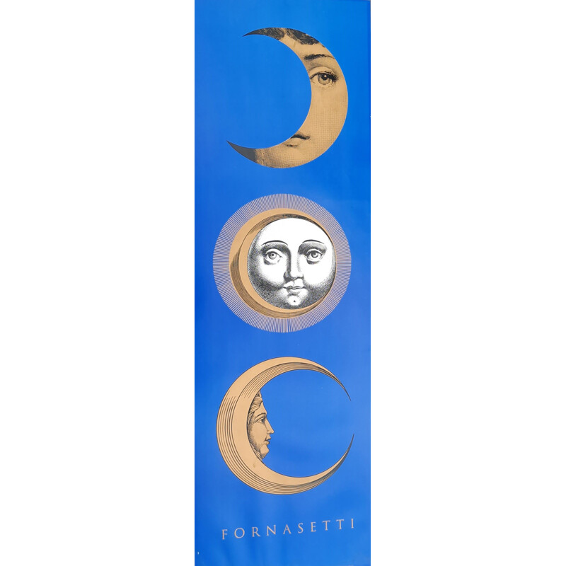 Pareja de carteles vintage de Piero Fornasetti con 3 motivos de sol y luna