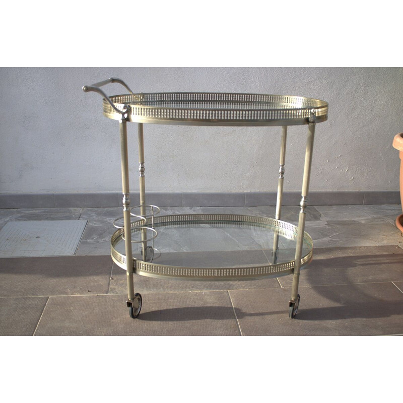 Mid-century silver serving trolley bar cart, Italy 1960s