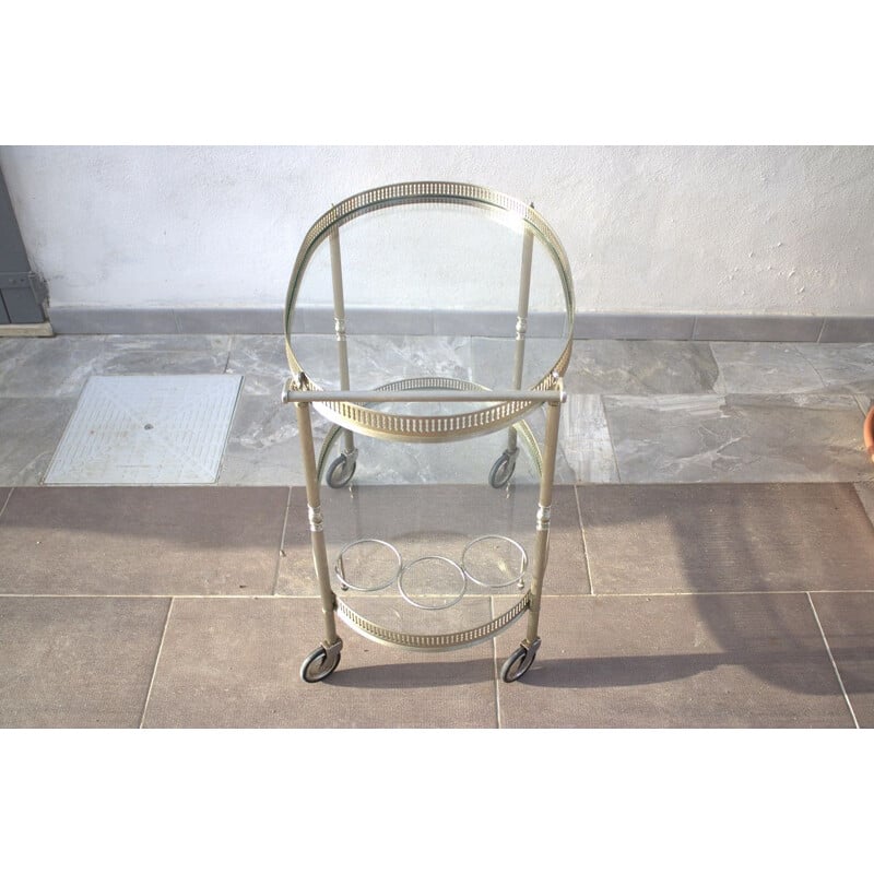 Mid-century silver serving trolley bar cart, Italy 1960s