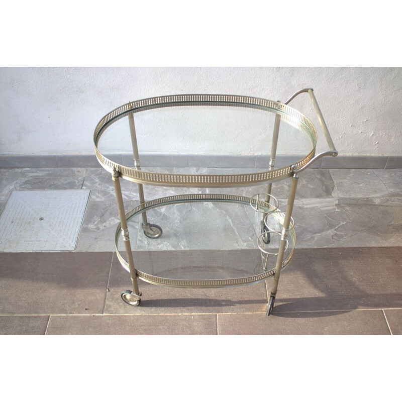 Mid-century silver serving trolley bar cart, Italy 1960s