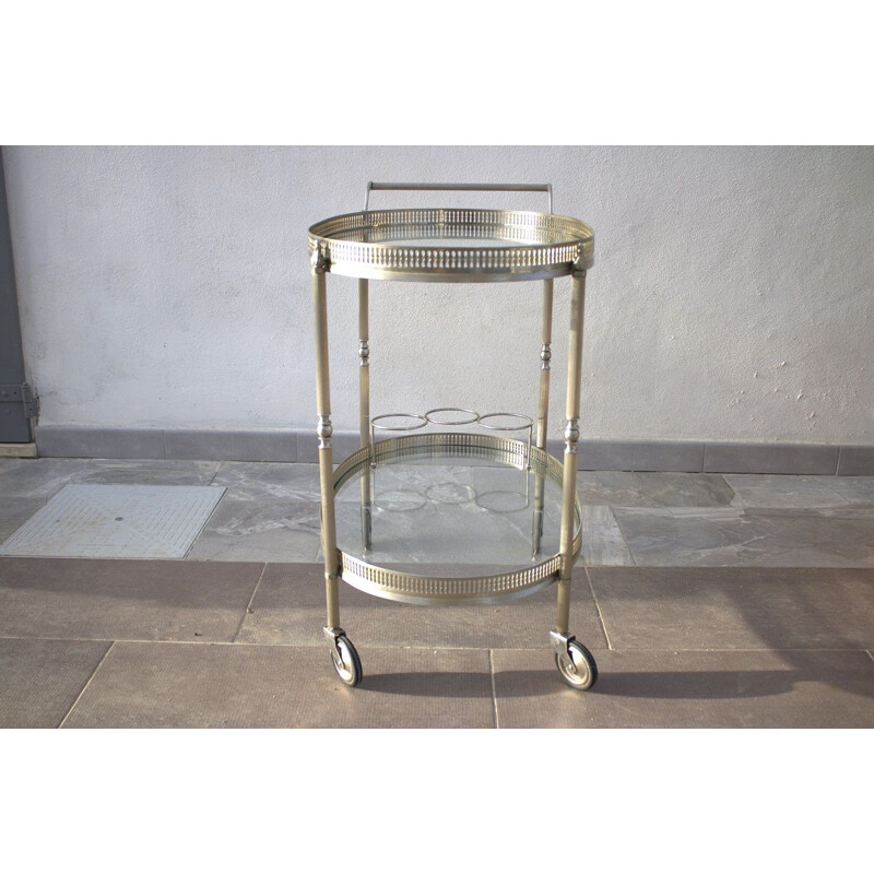 Mid-century silver serving trolley bar cart, Italy 1960s