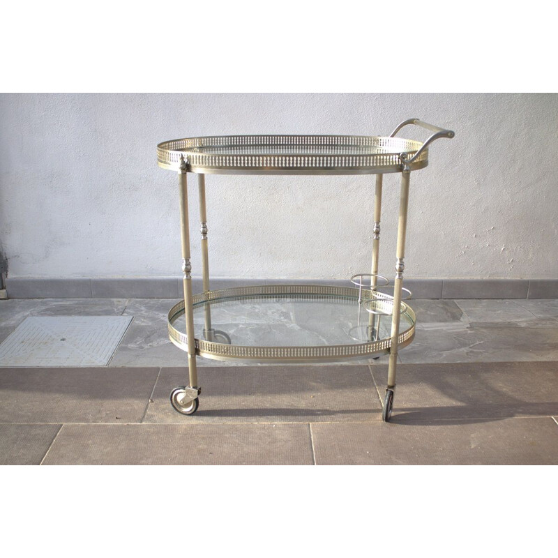 Mid-century silver serving trolley bar cart, Italy 1960s