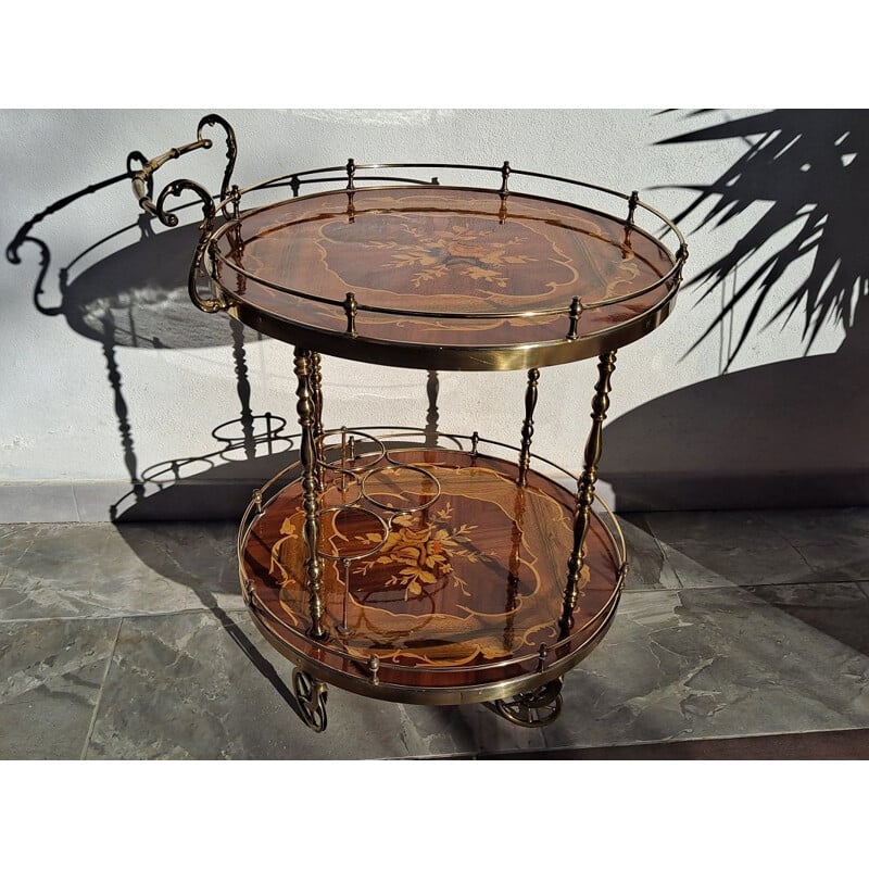 Vintage beverage cart in marquetry of Sorrento, Italy