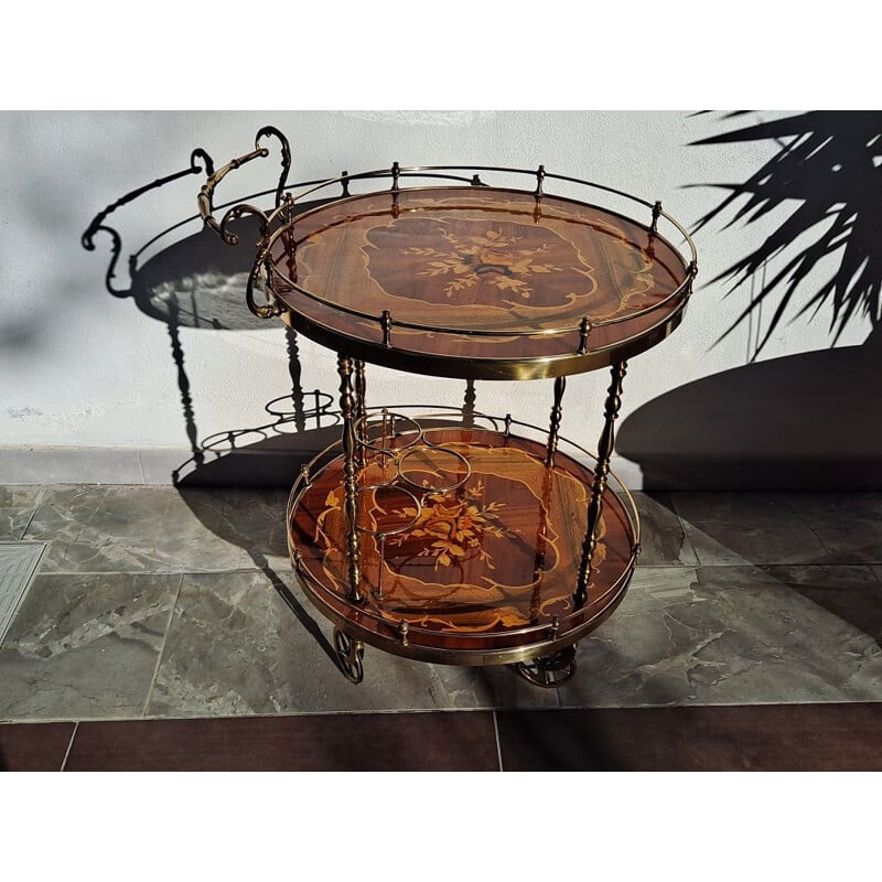 Vintage beverage cart in marquetry of Sorrento, Italy