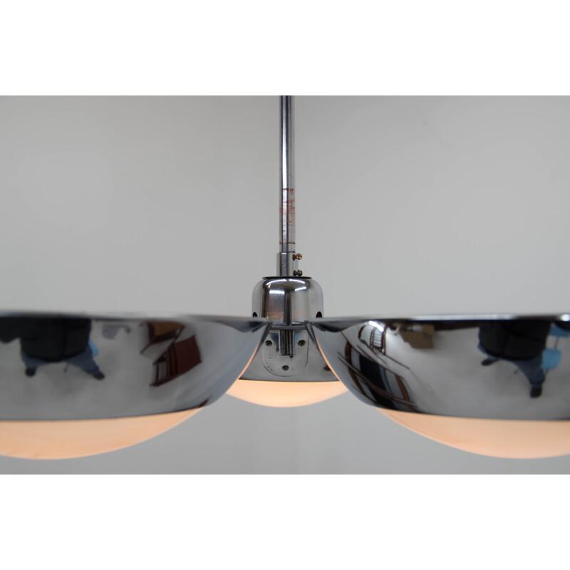 Mid-century chrome-plated functionalist chandelier by Zukov, 1940s