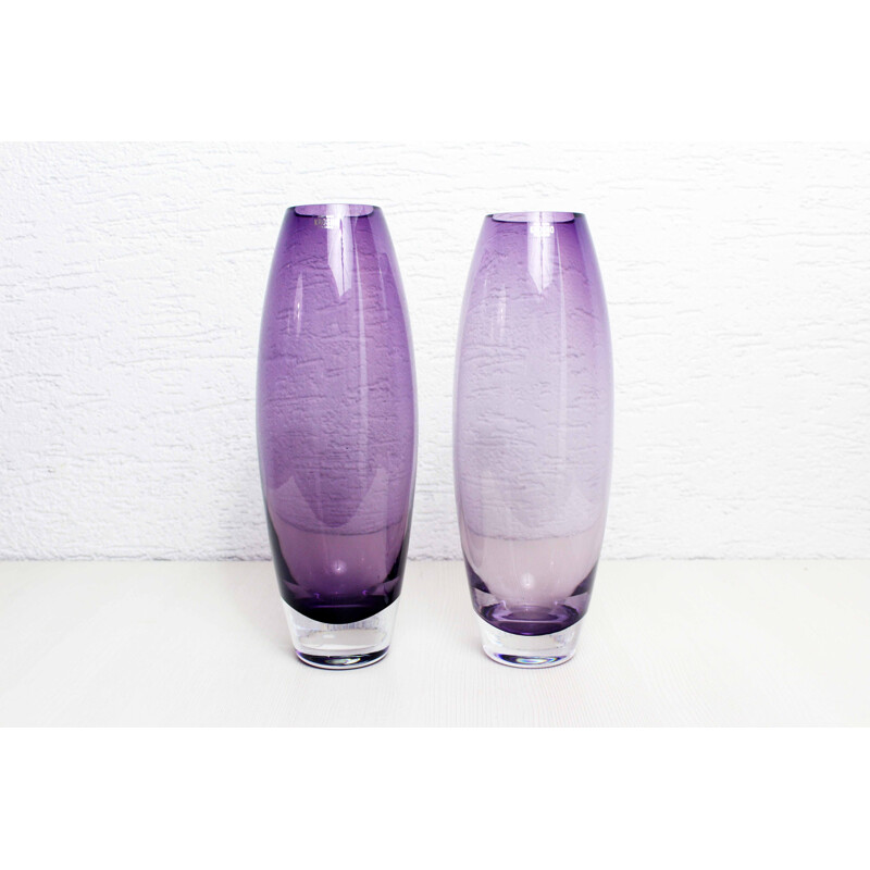 Pair of vintage Krosno vases, Poland 1970s