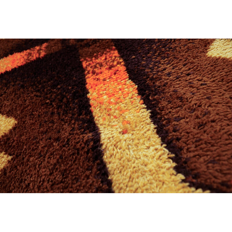 Space age scandinavian handmade wool carpet, 1970s