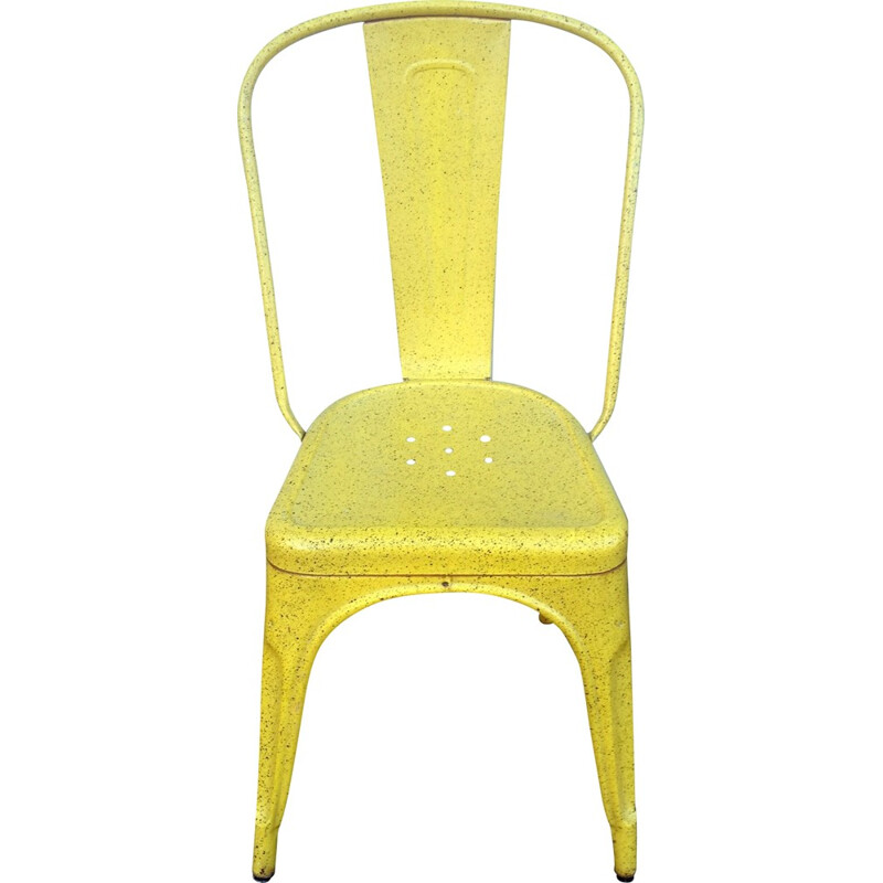 Mid century Tolix yellow and black chair, Xavier PAUCHARD - 1940s