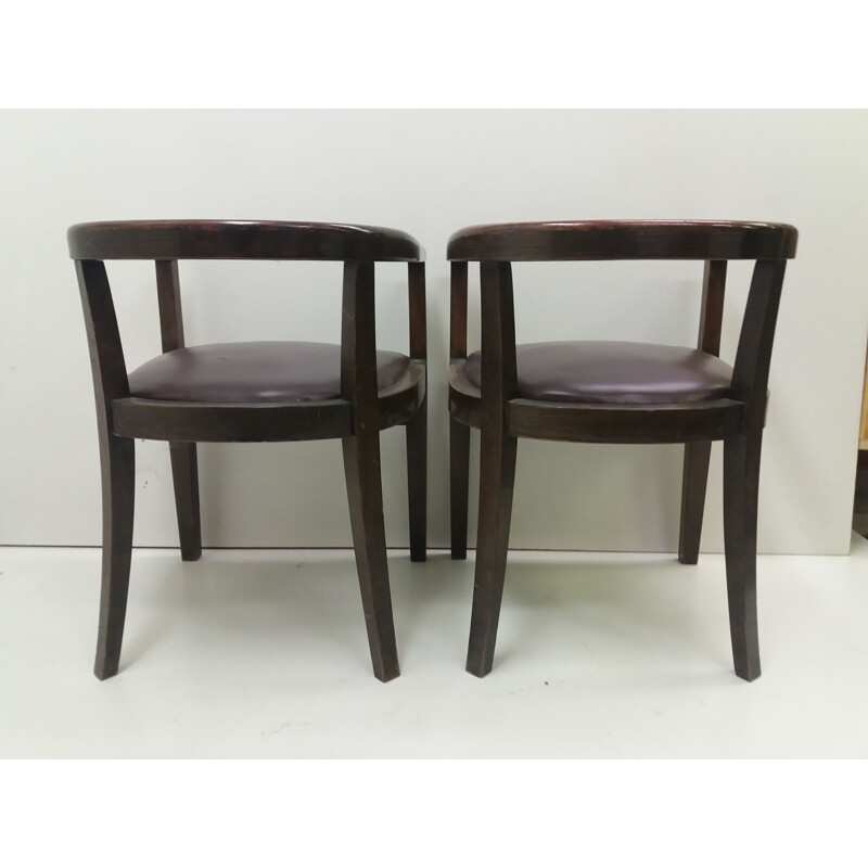 Pair of vintage oak armchairs by Thonet, Czechoslovakia 1930s