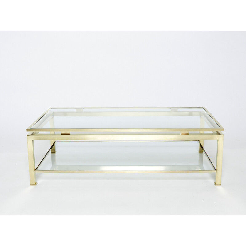 Vintage coffee table in brass by Guy Lefevre for Maison Jansen, 1970s