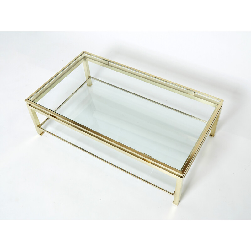 Vintage coffee table in brass by Guy Lefevre for Maison Jansen, 1970s