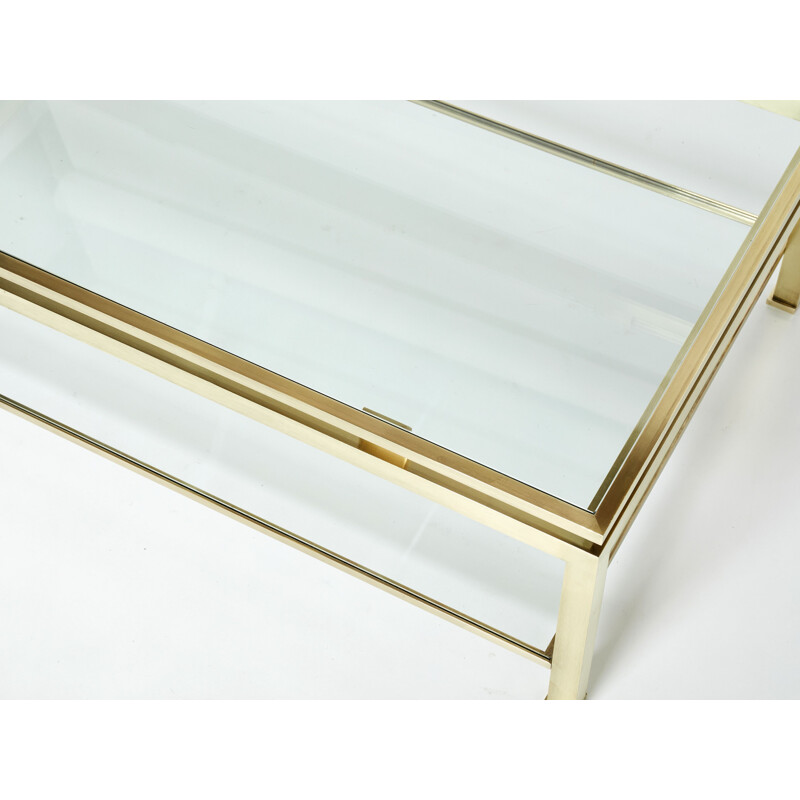 Vintage coffee table in brass by Guy Lefevre for Maison Jansen, 1970s