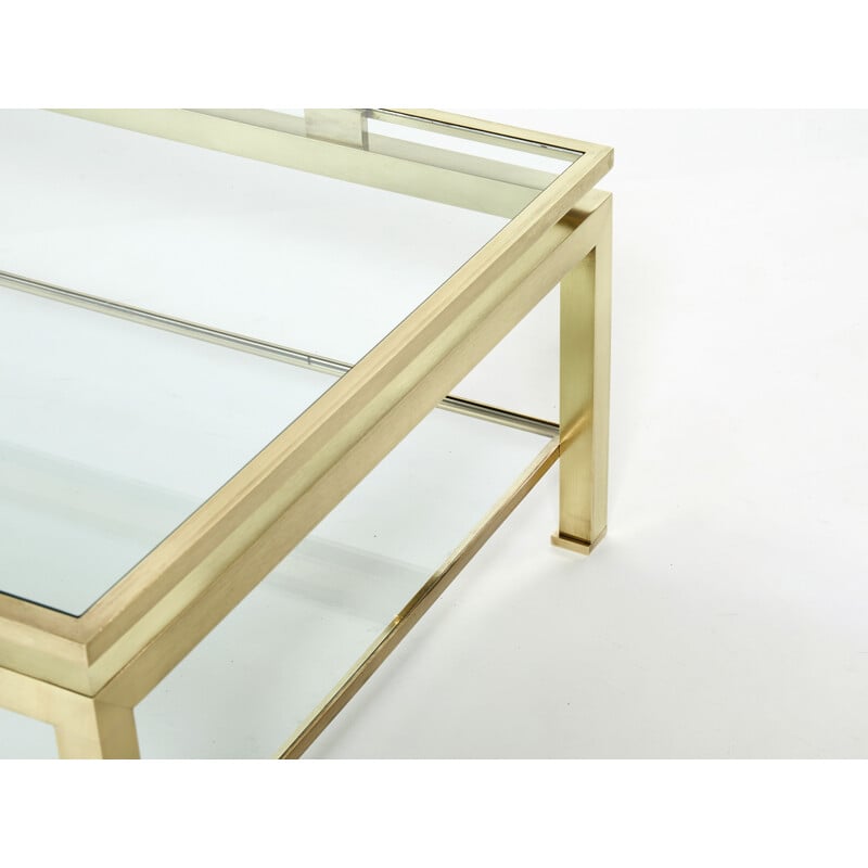 Vintage coffee table in brass by Guy Lefevre for Maison Jansen, 1970s