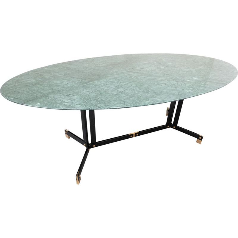 Mid-Century modern oval dining table in green marble by Ignazio Gardella, 1950s