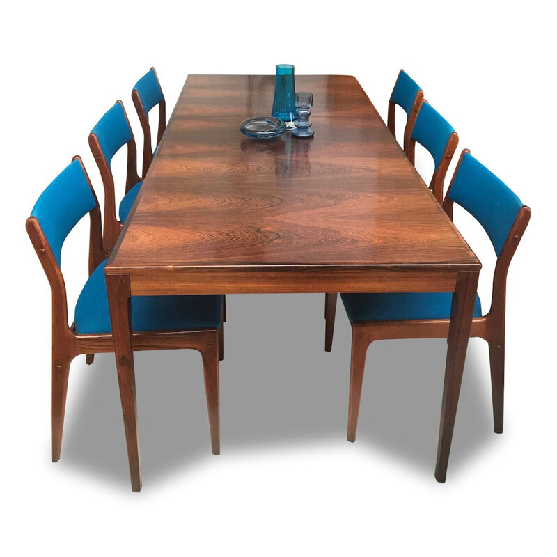 Vintage Danish dining in rosewood set by C.J. Rosengaarden