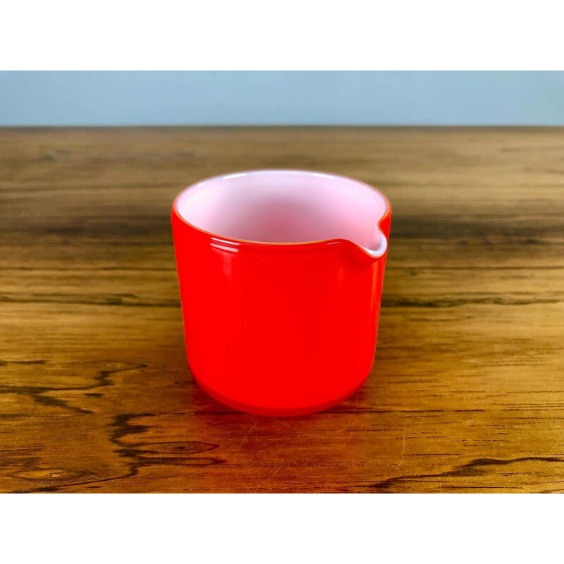 Creme Vintage e tigelas de açúcar em vidro vermelho de Michael Bang, Dinamarca 1970