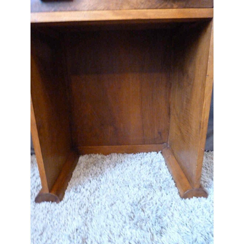 Kid's walnut vanity with mirror - 1940s