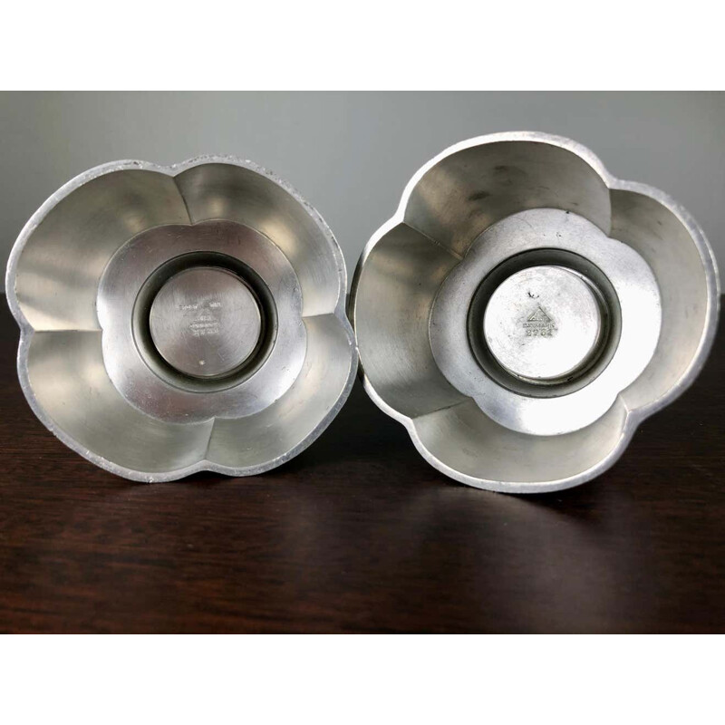 Pair of vintage pewter candle holders by Just Andersen, Denmark 1940