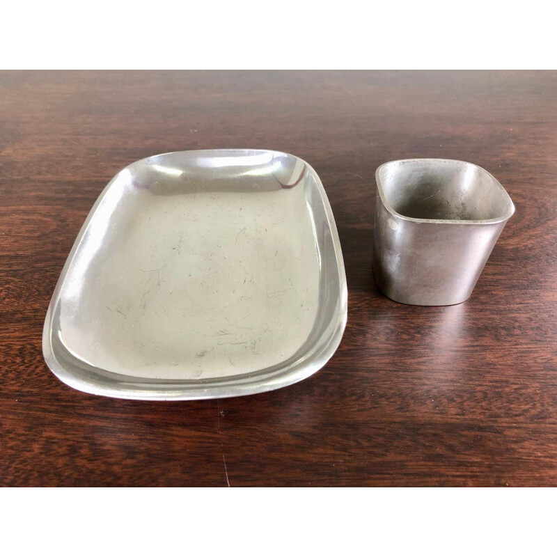 Vintage pewter serving dish and bowl by Just Andersen, Denmark 1940