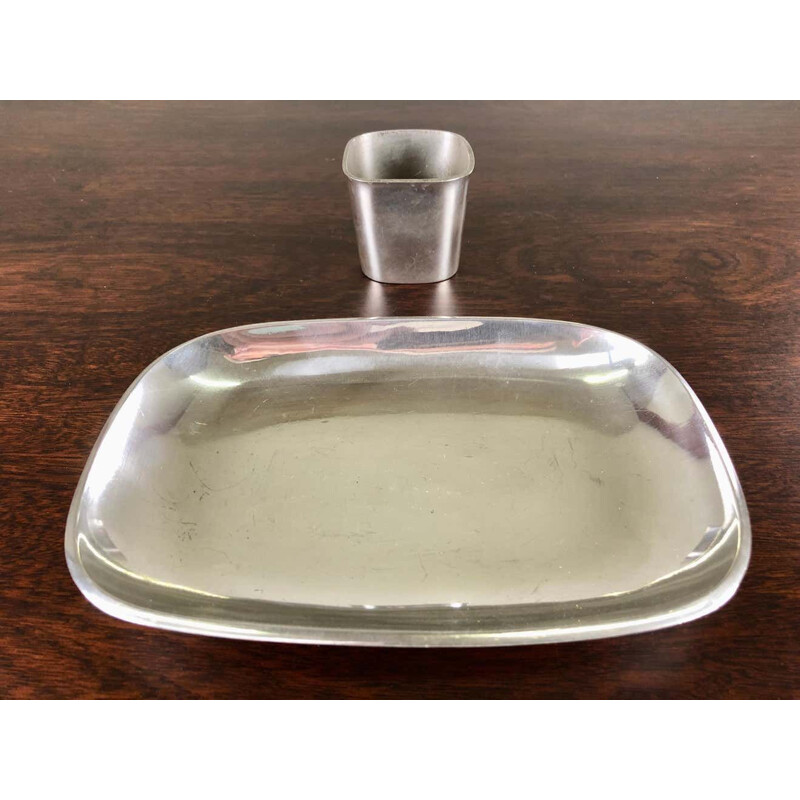 Vintage pewter serving dish and bowl by Just Andersen, Denmark 1940