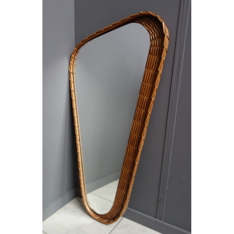 Mid-century wicker rattan frame freeform mirror, 1960s