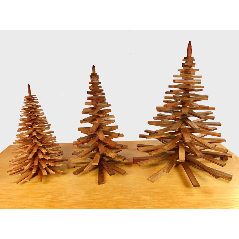 Set of 3 vintage decorative handmade christmas trees