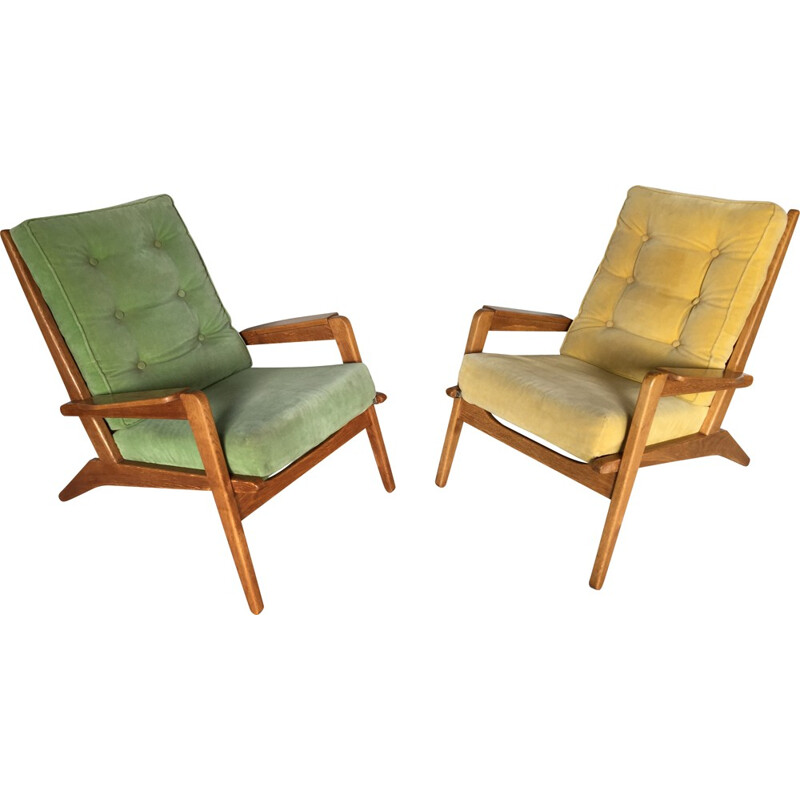 Pair of "FS 105" Airborne armchairs, Pierre GUARICHE  - 1950s