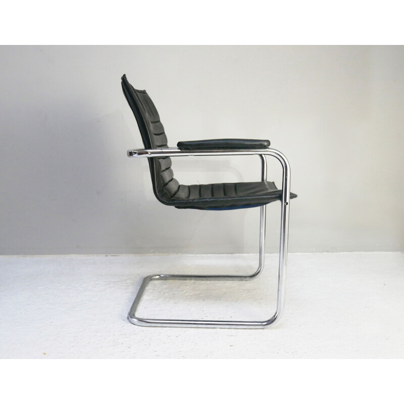 Chaise de bureau vintage en cuir, Suisse 1960