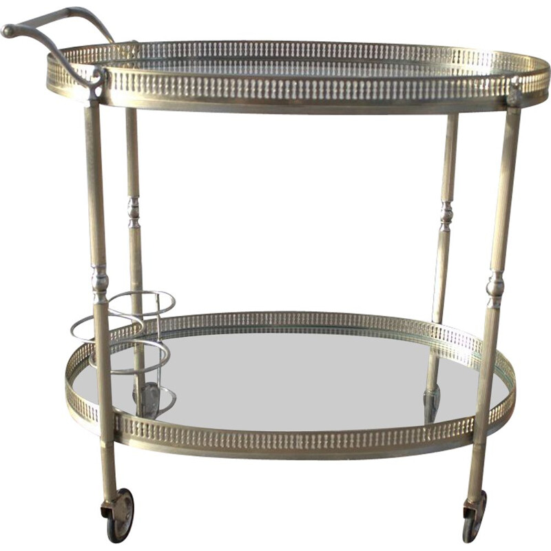 Mid-century silver serving trolley bar cart, Italy 1960s