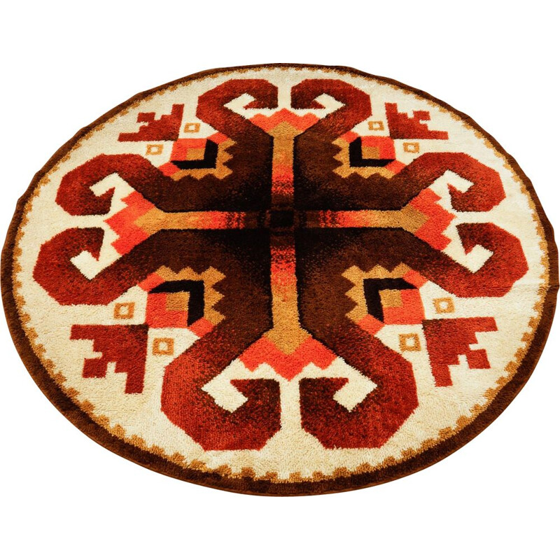 Space age scandinavian handmade wool carpet, 1970s