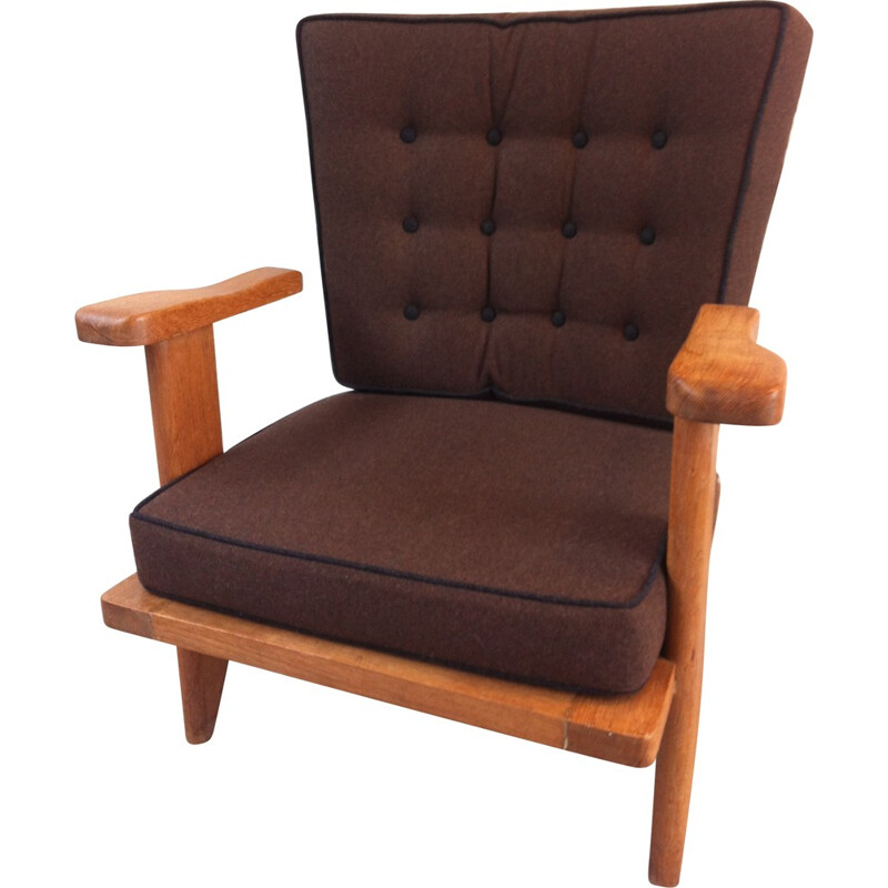 Votre Maison armchair in oak and wool, GUILLERME & CHAMBRON - 1950s