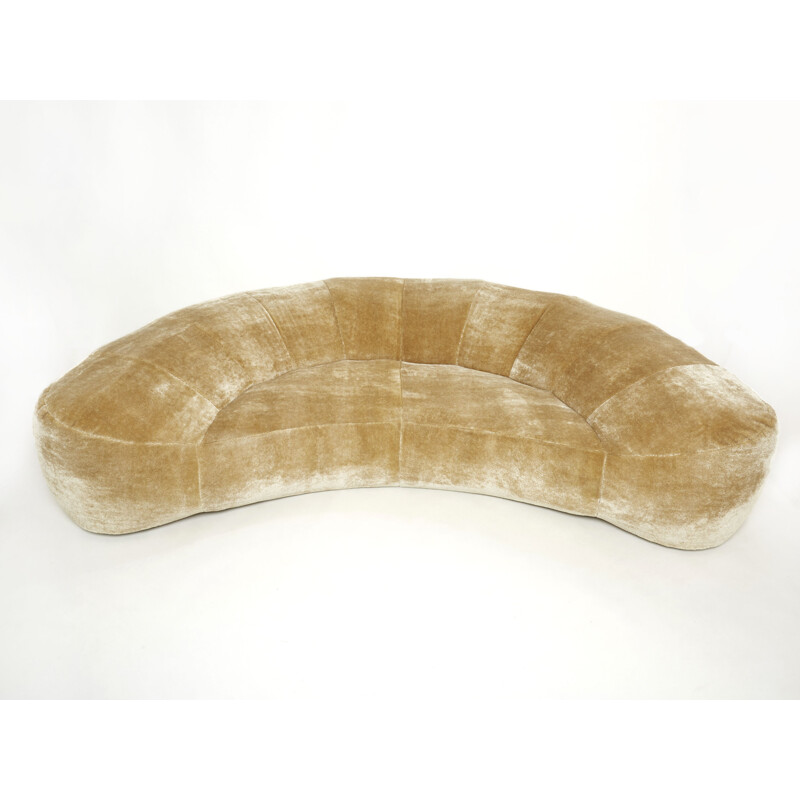 Vintage crescent sofa by Raphaël Raffel for Honoré Paris, 1970