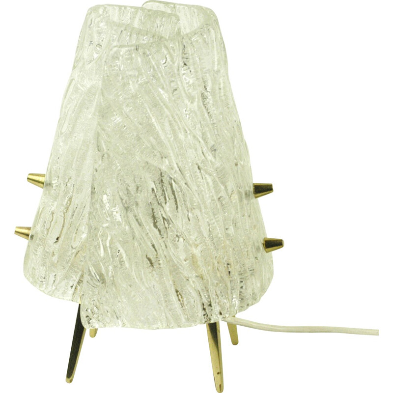 Lampada da tavolo "Iceglass" in vetro e ottone, J. T. KALMAR - 1960