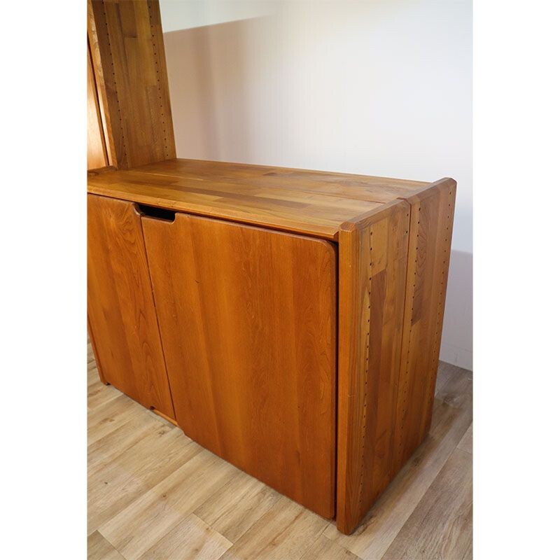 Vintage solid elm bookcase "Go" by Pierre Chapo