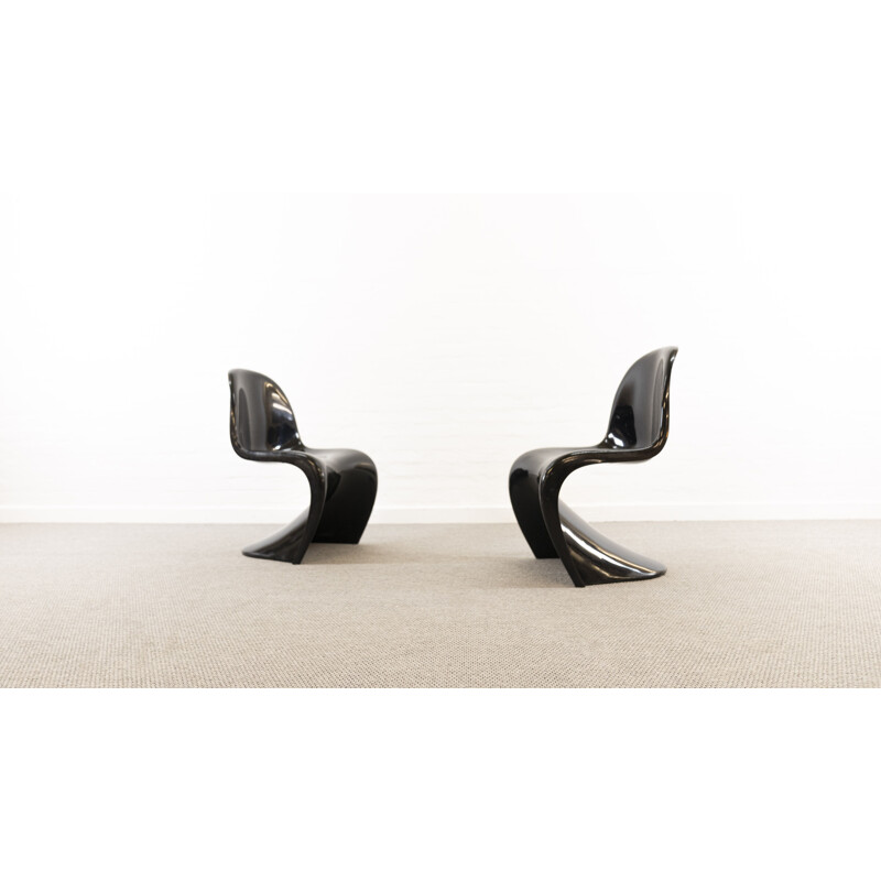 Paire de chaises Panton vintage noire par Verner Panton pour Hermann Miller Fehlbaum, 1978