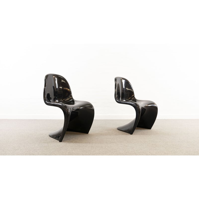 Paire de chaises Panton vintage noire par Verner Panton pour Hermann Miller Fehlbaum, 1978
