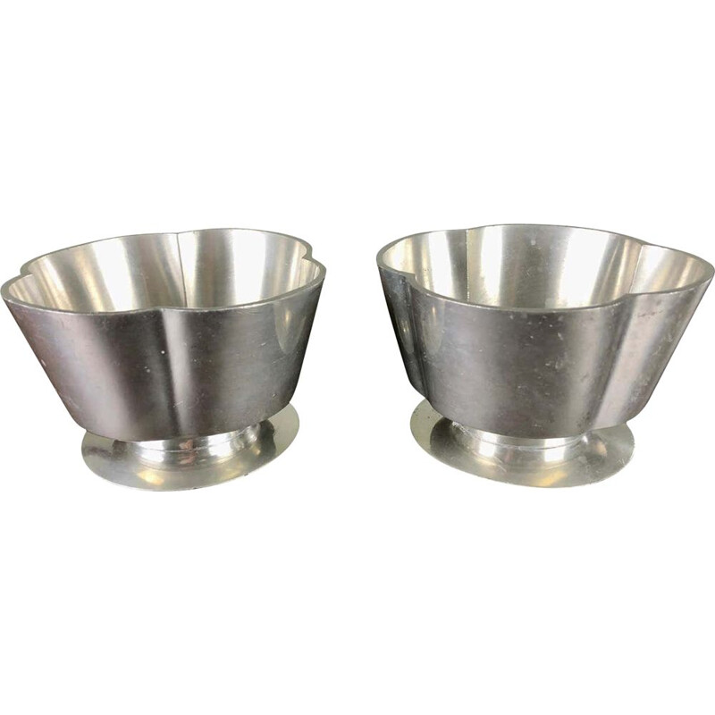 Pair of vintage pewter candle holders by Just Andersen, Denmark 1940