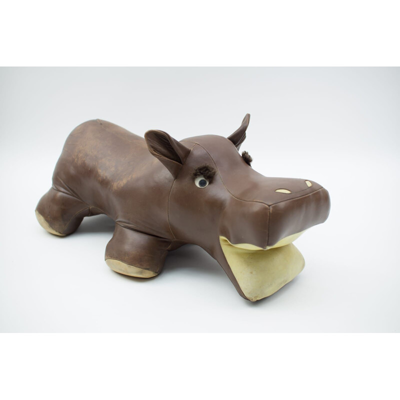 Hippo vintage en cuir, années 1960