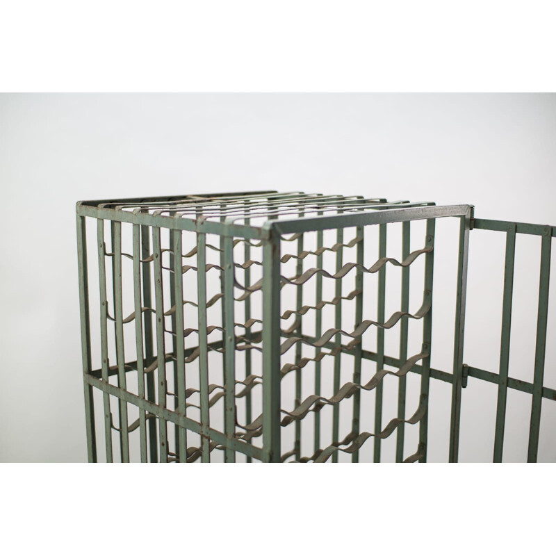 Mid-century industrial metal wine rack, 1950s