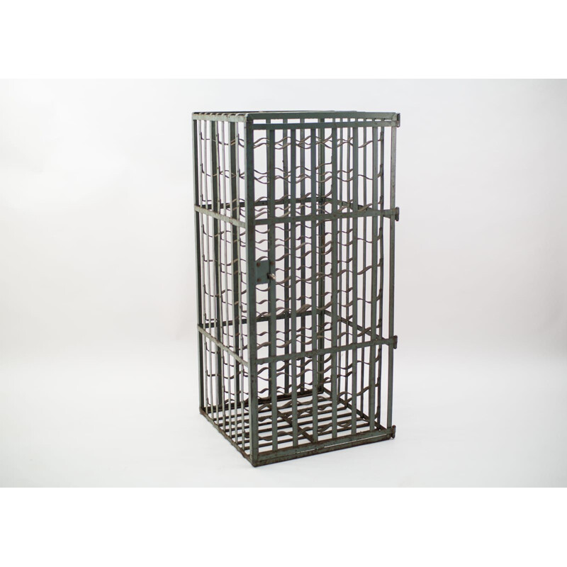 Mid-century industrial metal wine rack, 1950s