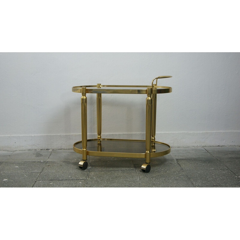 Mid-century italian brass and smoked glass bar cart, 1970s