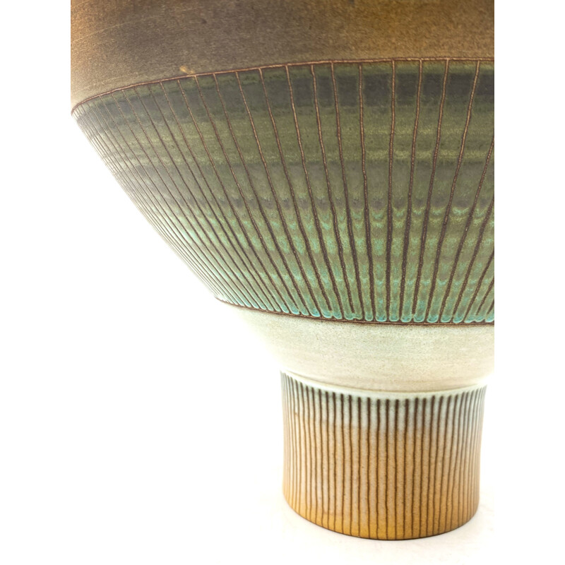 Vase conique vert vintage par René Maurel, France 1962