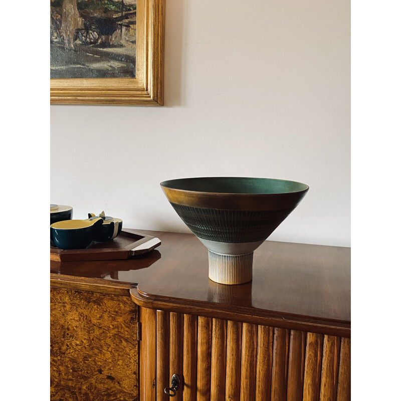 Mid-century green conic vase by René Maurel, France 1962s