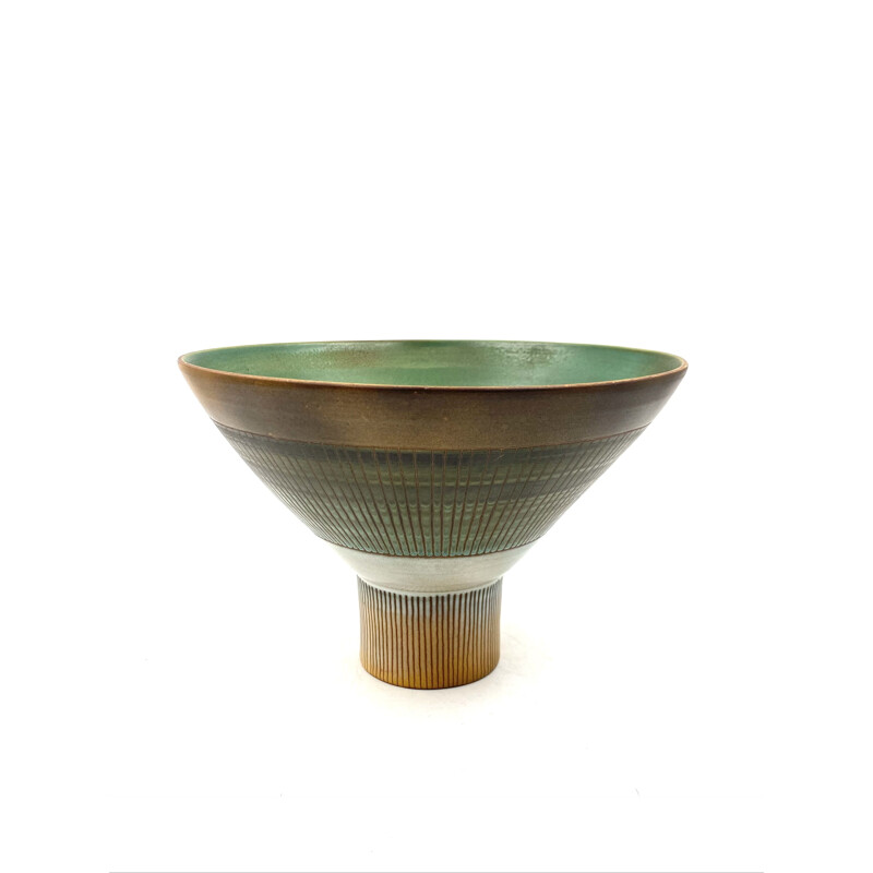 Mid-century green conic vase by René Maurel, France 1962s