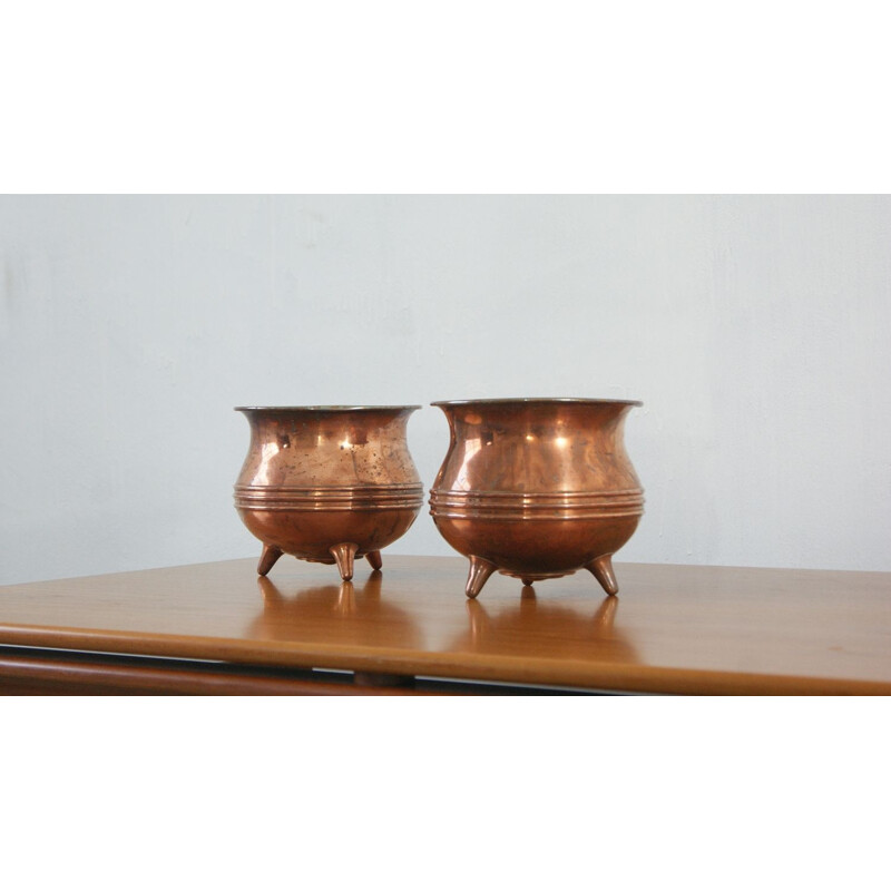 Pair of vintage swedish copper plant pots