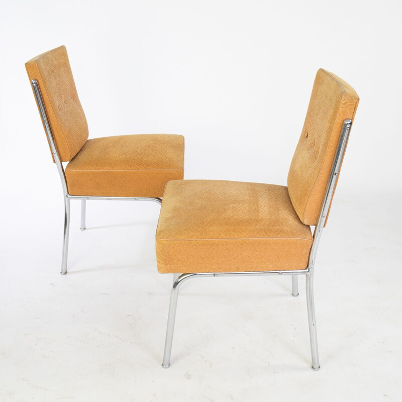 Conjunto de dos sillas y dos sillones de acero tubular de época, 1960