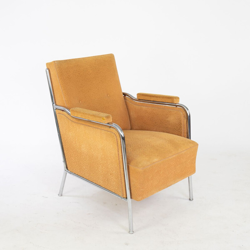 Set of vintage steel tube two chairs and two armchairs, 1960s