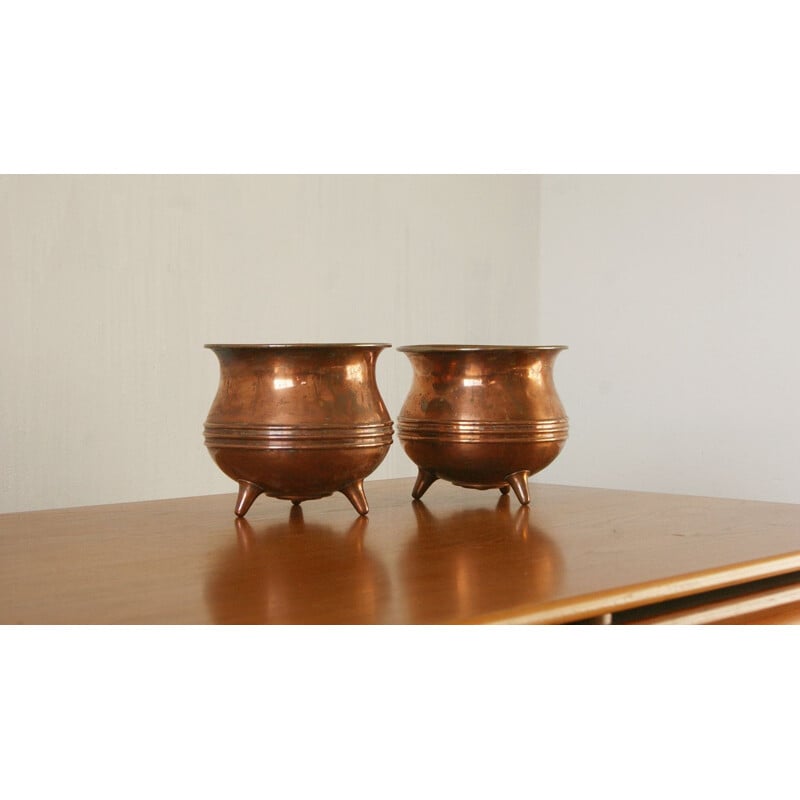 Pair of vintage swedish copper plant pots