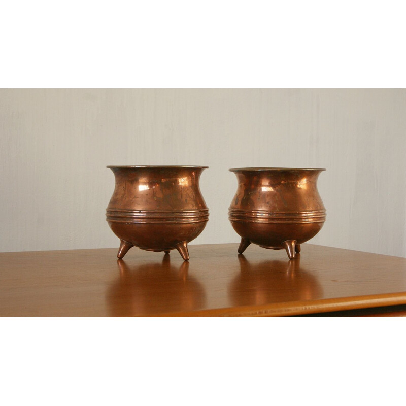 Pair of vintage swedish copper plant pots